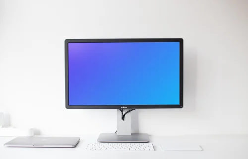 Front view of a display mockup on the table
