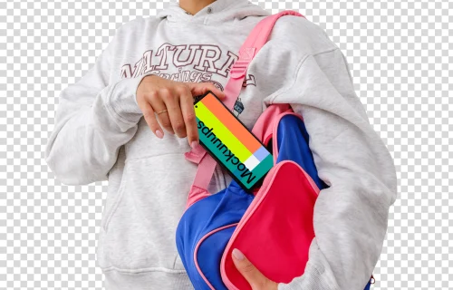 Girly student holding a Google Pixel 6 mockup