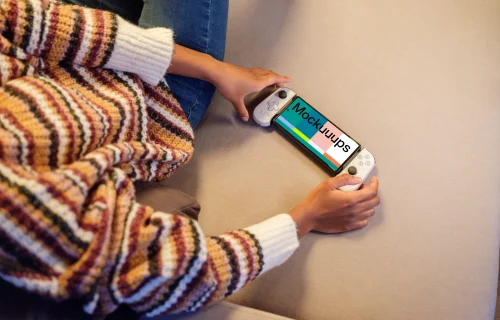 Google Pixe 6 mockup in hands for gaming