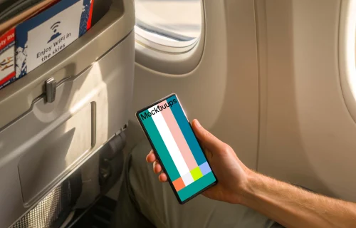 Google Pixel on a Plane Mockup