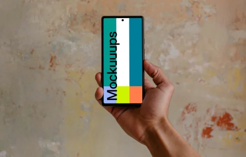 Hand holding a Google Pixel 6 mockup