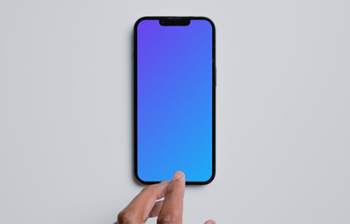 Hand pointing on iPhone mockup