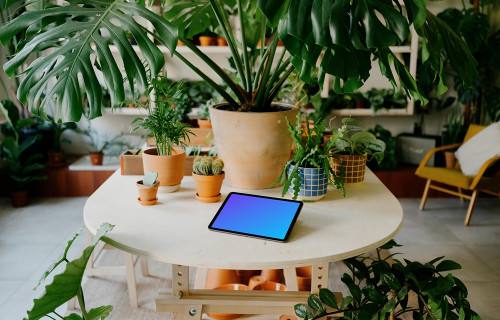 iPad Air mockup in an indoor garden