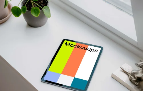 iPad Air mockup on a white slab