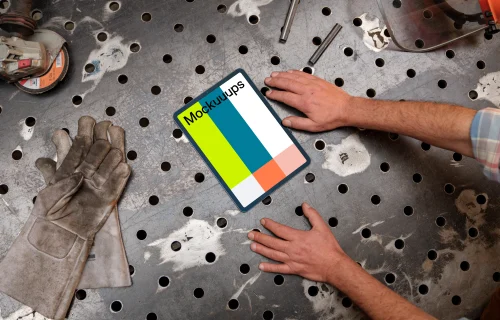 iPad Air on an iron table 