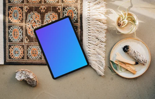 iPad mockup in self-care scene