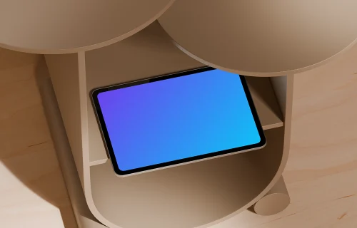 iPad Pro mockup in a modern wooden interior