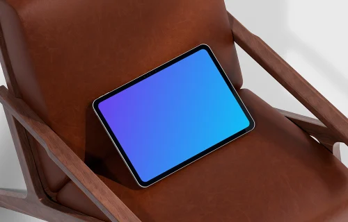 iPad Pro mockup on a leather chair