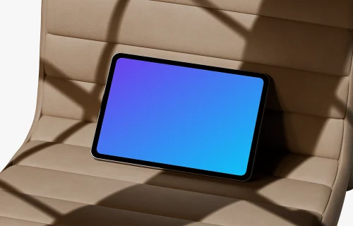 iPad Pro mockup on a modern chair