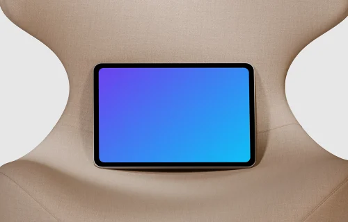 iPad Pro mockup on a modern curved chair