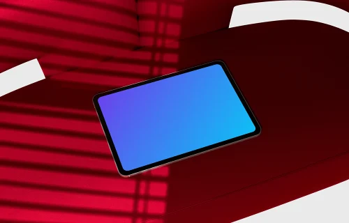 iPad Pro mockup on a red modern surface