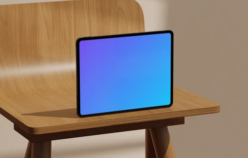 iPad Pro mockup on a wooden chair