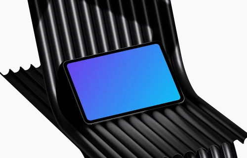 iPad Pro mockup on black ribbed surface