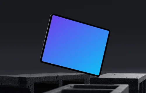 iPad Pro Mockup on Concrete Blocks
