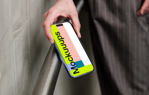 iPhone 16 mockup against concrete background