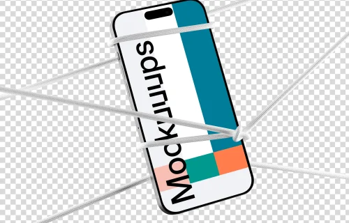 iPhone 16 mockup with dynamic rope overlay