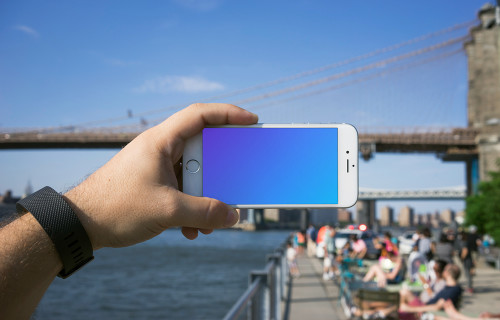 iPhone 6 mockup with landscape orientation