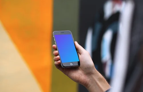 iPhone 6s mockup with graffiti background