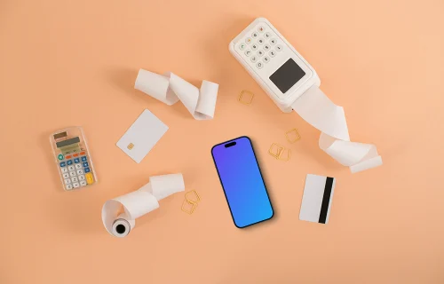 iPhone mockup and the card payment terminal