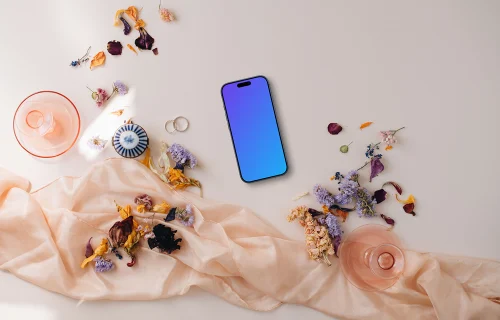 iPhone mockup with wedding decor