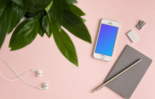 iPhone SE mockup on pink background