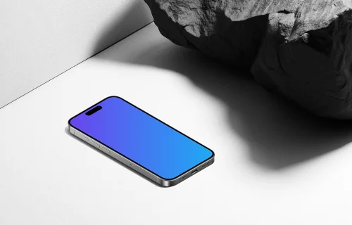 Isometric iPhone 15 Pro Rock Mockup