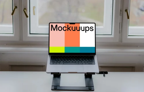 Laptop mockup in the standing dock