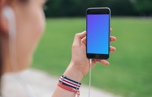 Listening a music on iPhone 6 mockup