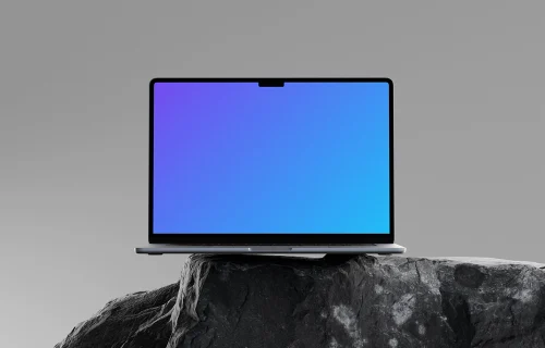 MacBook Air 15" mockup on a natural rock surface