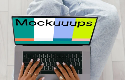 MacBook Air mockup in use on a lady’s lap