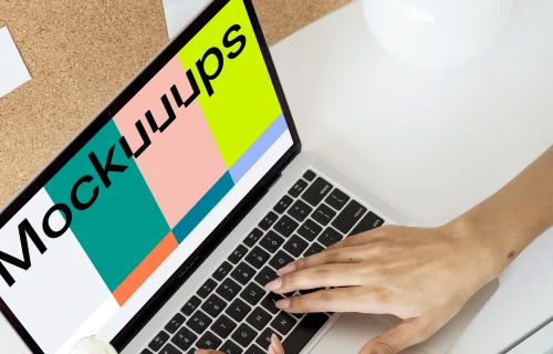 MacBook Pro mockup beside a rose