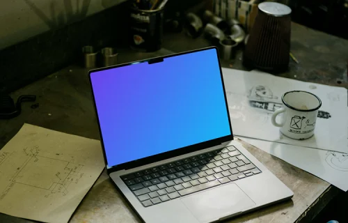 MacBook Pro mockup placed on a table