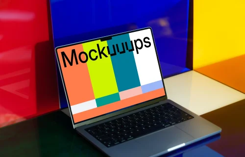 MacBook Pro mockup with multicolored background