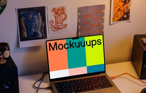 MacBook Pro Podcast Studio Mockup