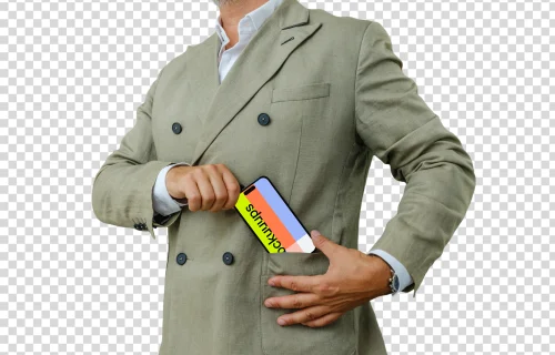 Male entrepreneur with an iPhone mockup