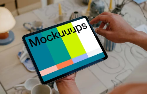 Man holding a tablet mockup