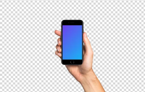 Man holding iPhone 7 Jet Black mockup (White skin)