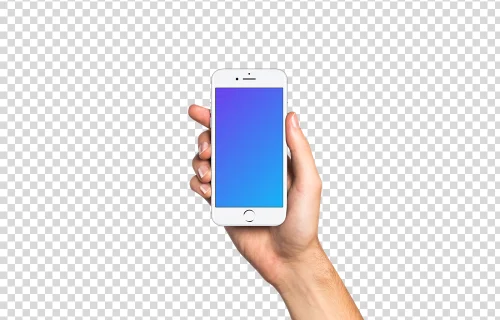 Man holding iPhone 7 Silver mockup (White skin)