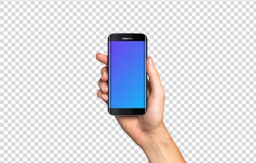Man holding Samsung Galaxy S7 Black Mockup (White skin)