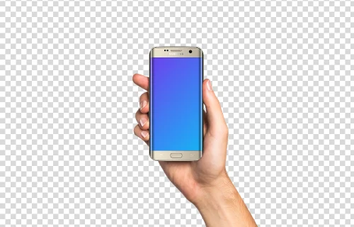 Man holding Samsung Galaxy S7 Gold Mockup (White skin)