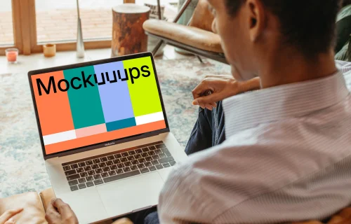 Man using a MacBook Pro mockup