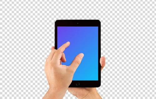 Man zooming screen on iPad mini Space Gray mockup