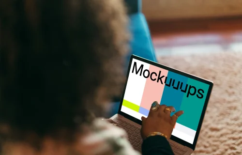 Microsoft Surface Laptop mockup on a user’s lap