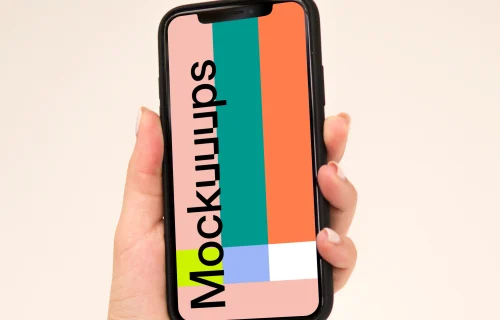 Minimalist iPhone mockup in a user’s hand