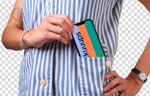 Mockup of iPhone sliding to the pocket