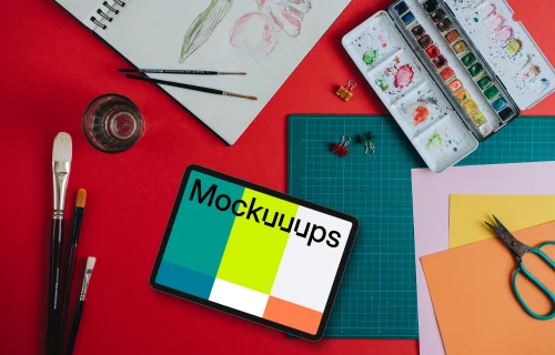 Mockup of tablet placed on the student desk