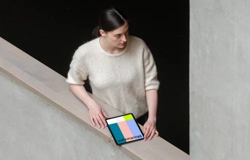 Modern iPad Air Mockup in Industrial Setting