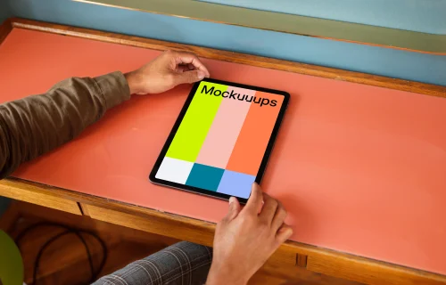 Modern office setting and iPad mockup