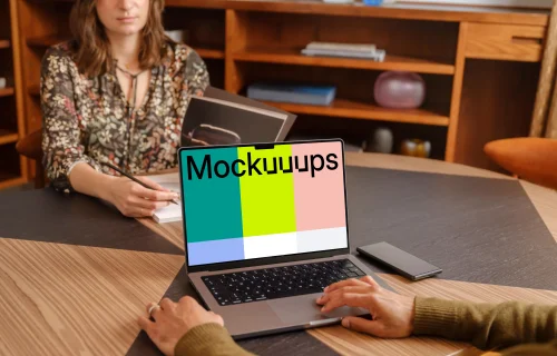 Office setting with MacBook Pro mockup