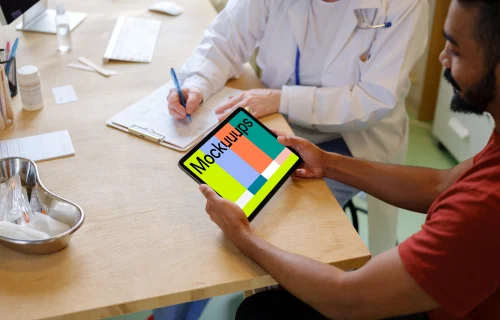 Patient holding an iPad Air in his hands